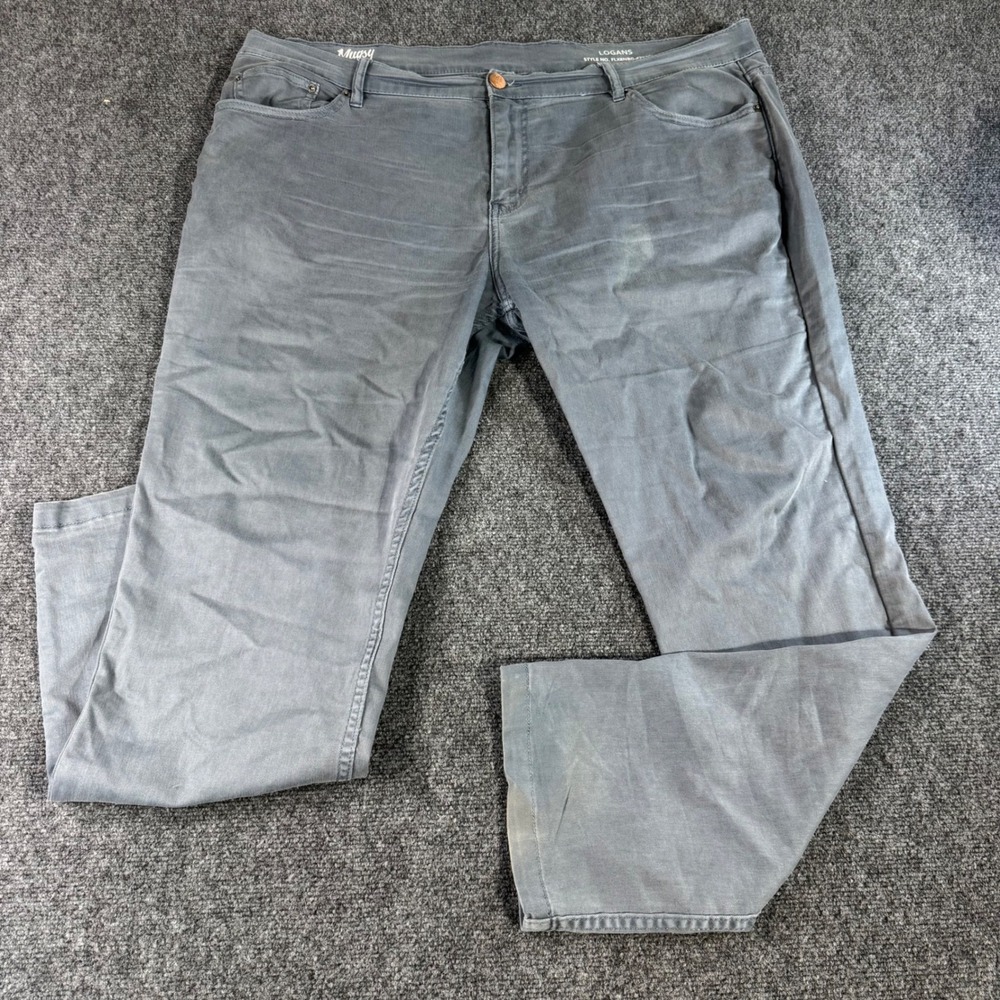 Mugsy Logans Grey Stretch Chino Pants Mens 42x32 FLX8NBG Slim Straight Comfort